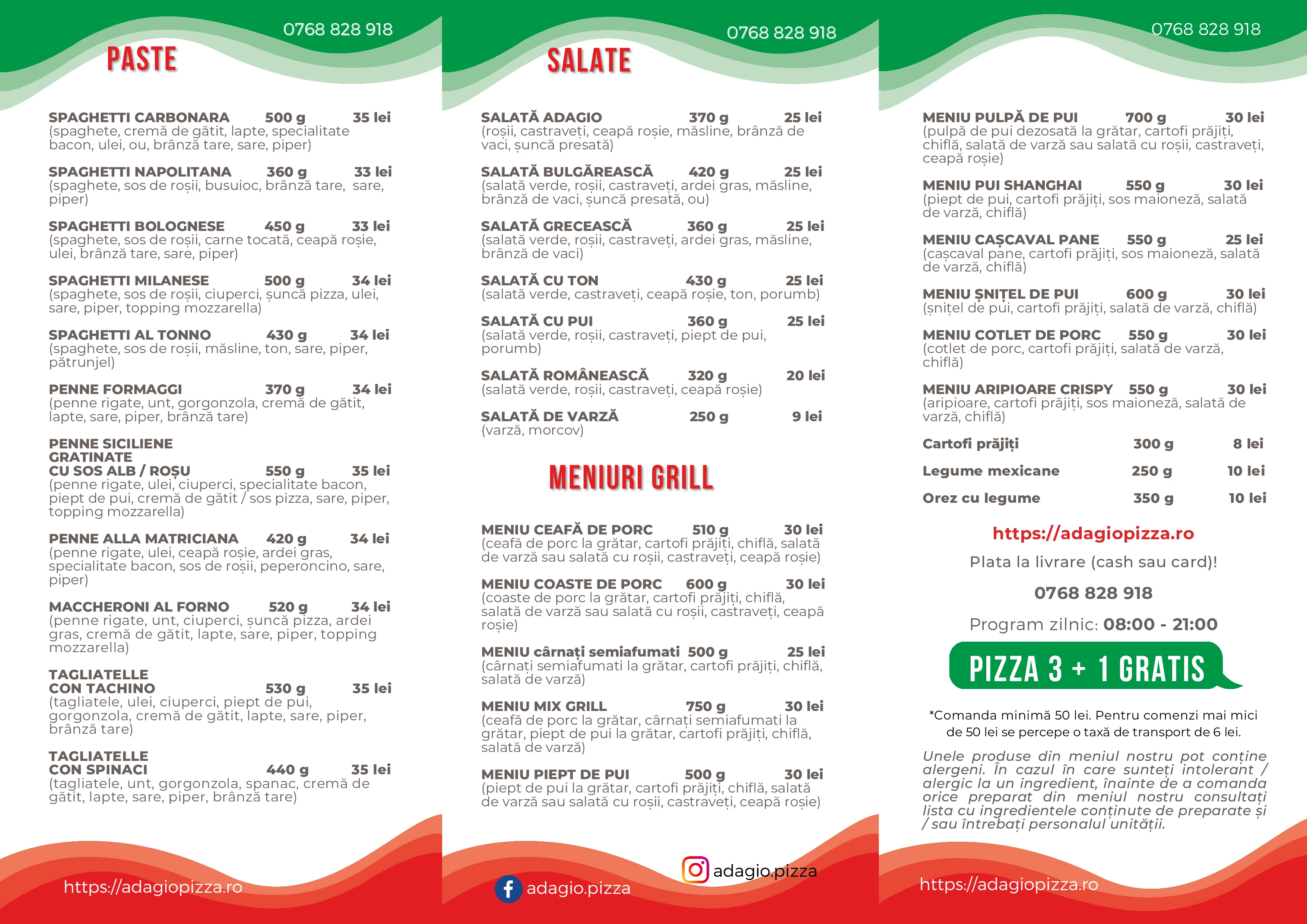 Meniu Adagio Mai 2025 verso